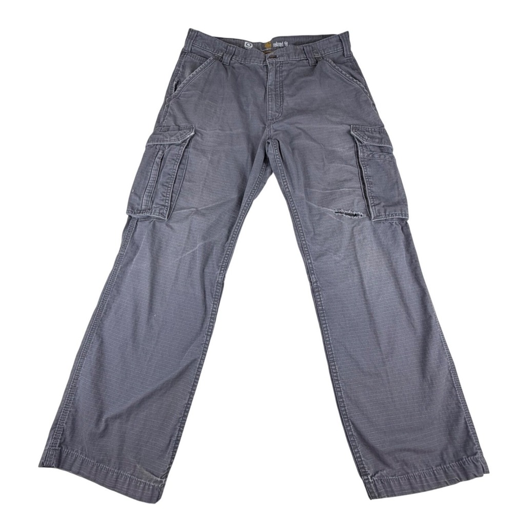 Carhartt Force Relaxed Fit Ripstop Cargo Work Pants Men's 36x30 Gray Reinforced